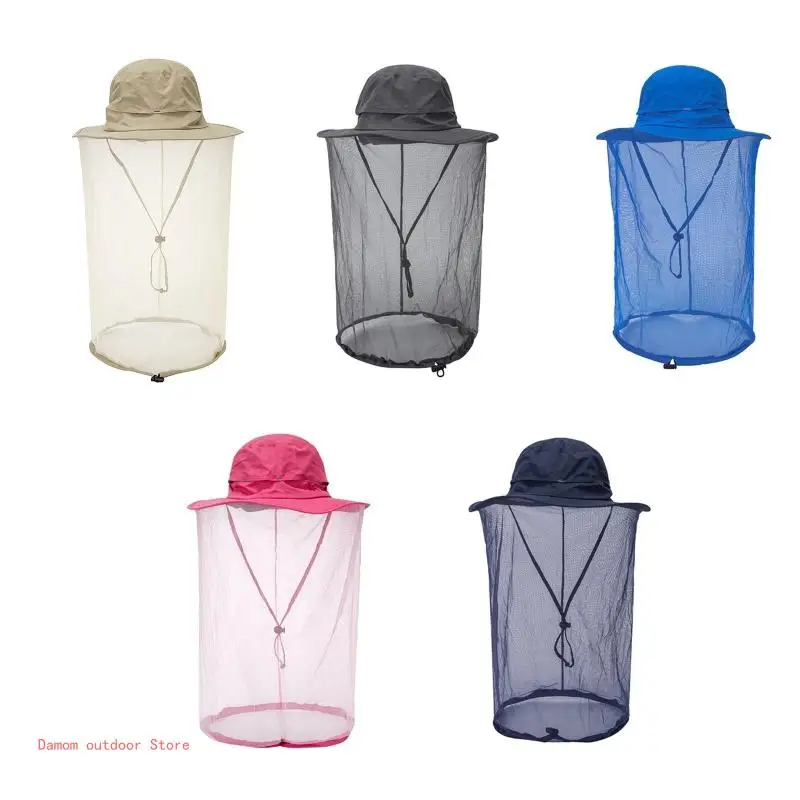 Fishing for Head Face Protect Net Yarn Bucket Hat Camping Hiki