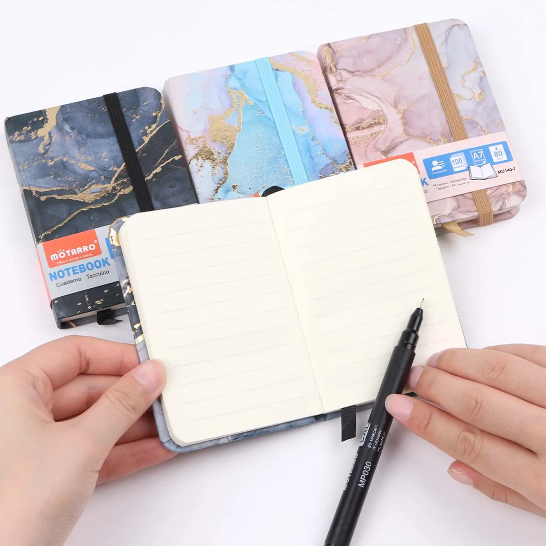 MOTARRO 1Pcs A7 Notebook Gold Stamping Cover Notepad Cartoon Memo Ins Hand Ledger for Student School Office Supplies Notepad