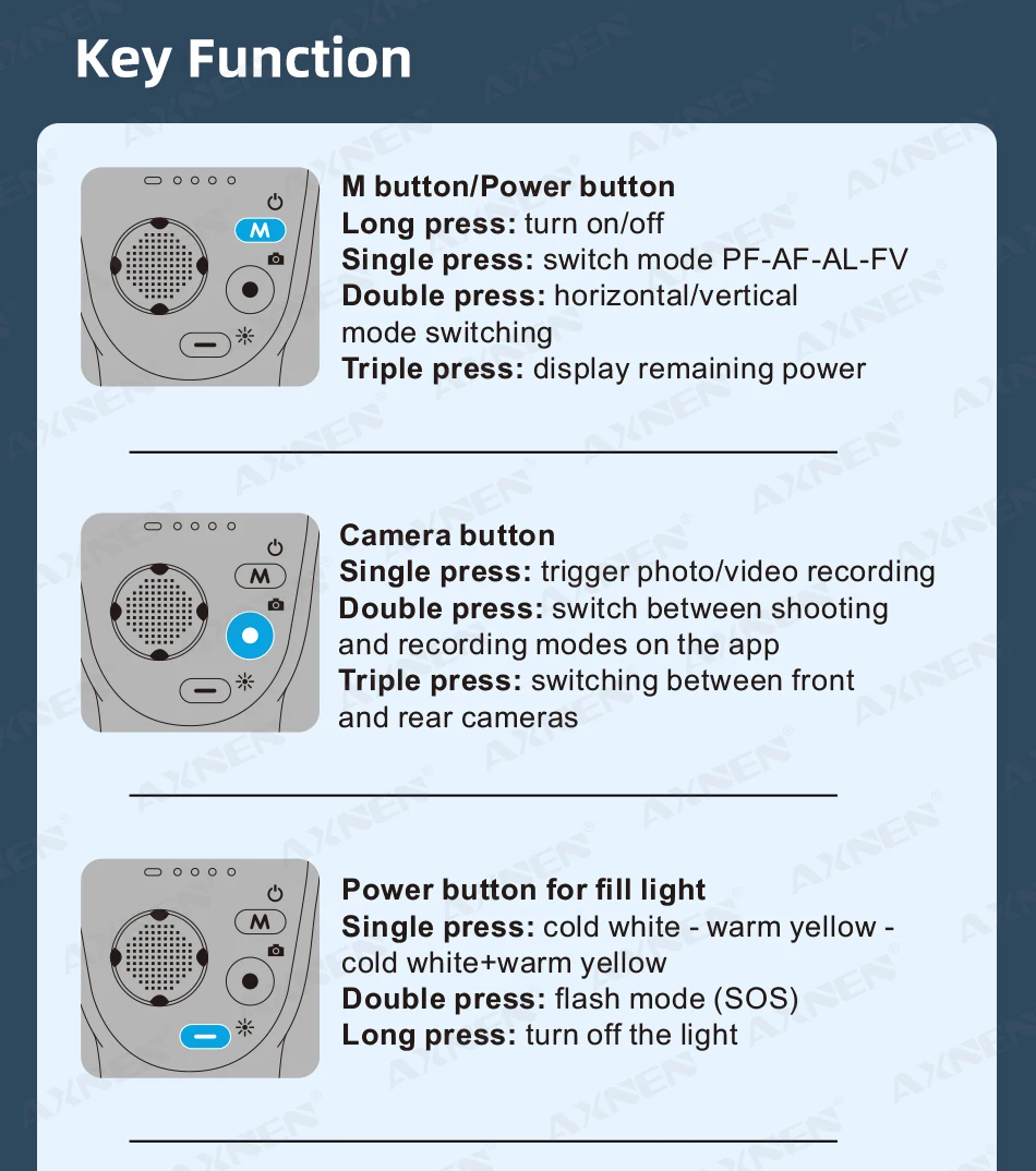 3-Achsen-Handstabilisator mit Zoomfunktion, Aufhelllicht, Bildstabilisierung für Smartphones, unterstützt Gesichtserkennung_voghion.com