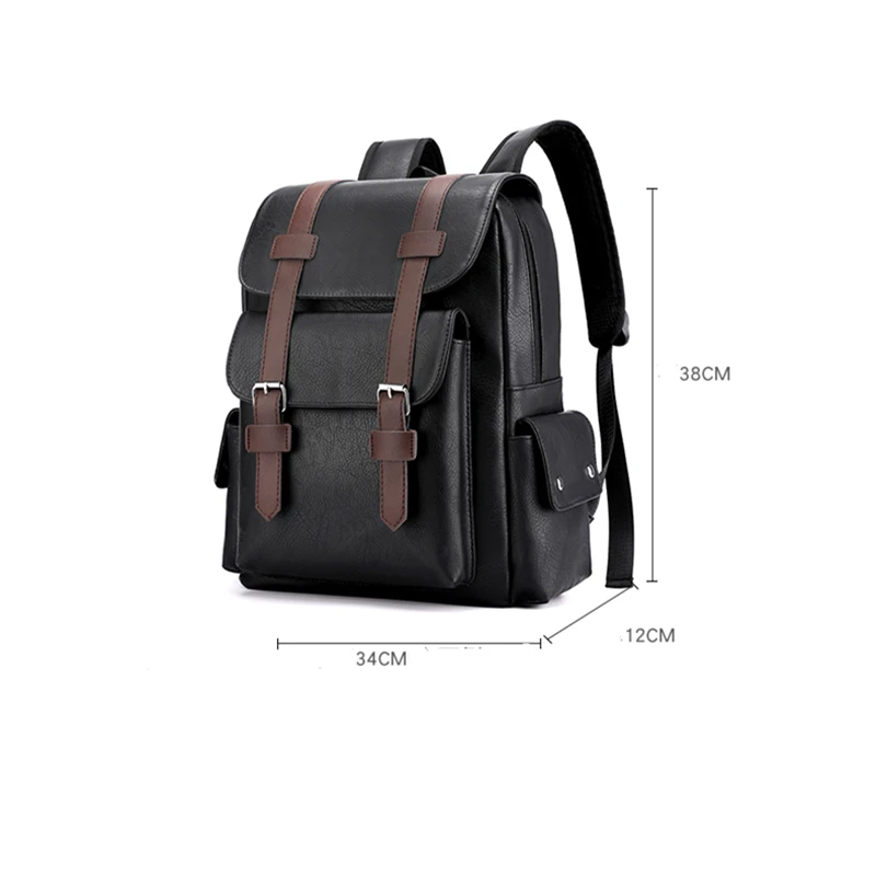 2023 männer Rucksack PU Leder Rucksack Große Laptop Rucksäcke Männlichen Mochilas Schwarz Schulranzen Für Jugendliche Jungen Braun Sac A Dos – Detail 1