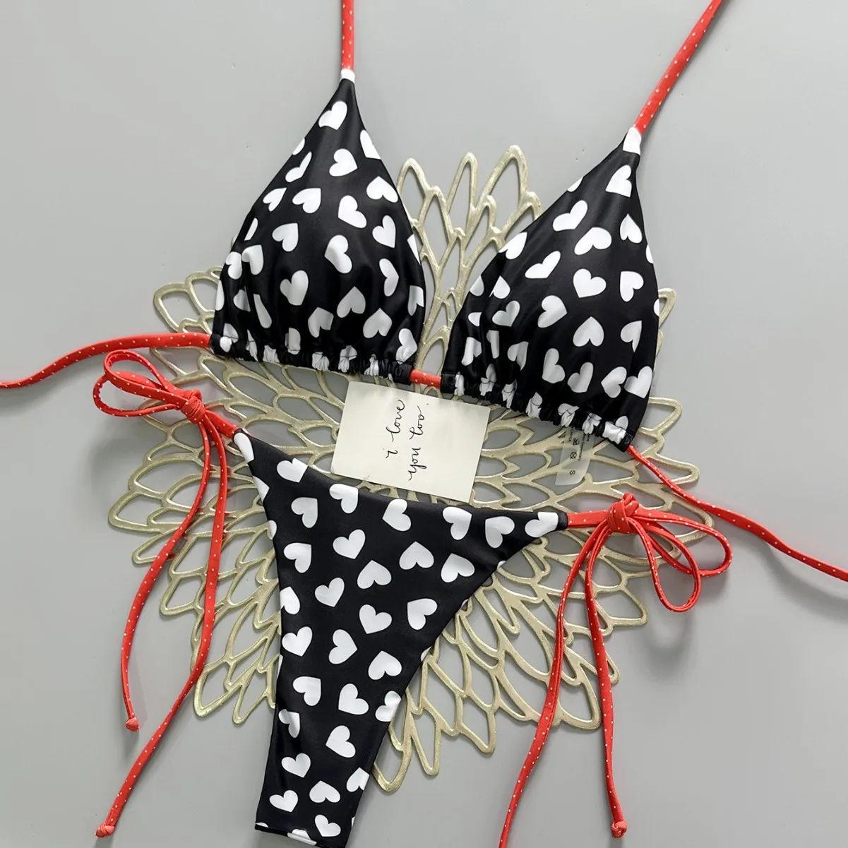 

Купальник-бикини женский с принтом Love, раздельный, сексуальный, на бретельках, для спа, коллекция 2026