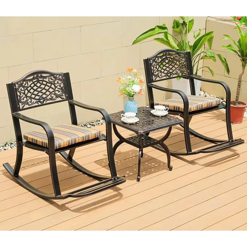 

Antique Outdoor Furniture Chairs and Table Bistro Patio Garden Sets Cast Aluminum European Style 2 3 Piece