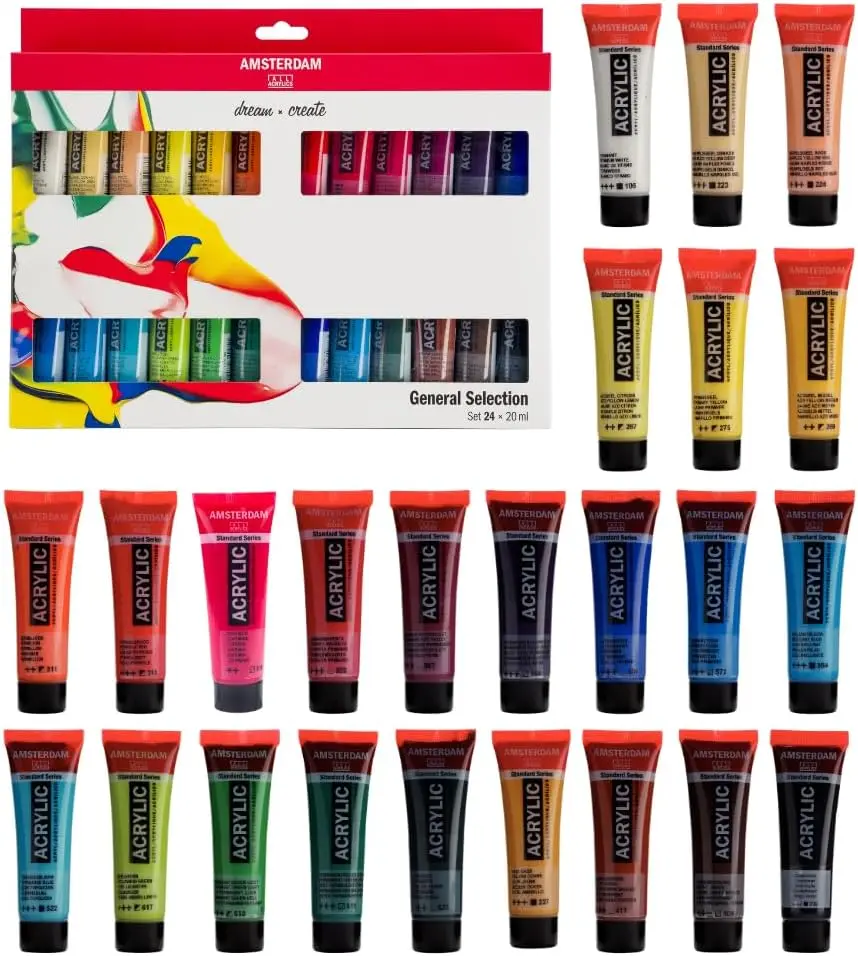 

24-Piece Acrylic Paint Tubes Set, 20ml Each, Vibrant Colors for Artists & Hobbyists