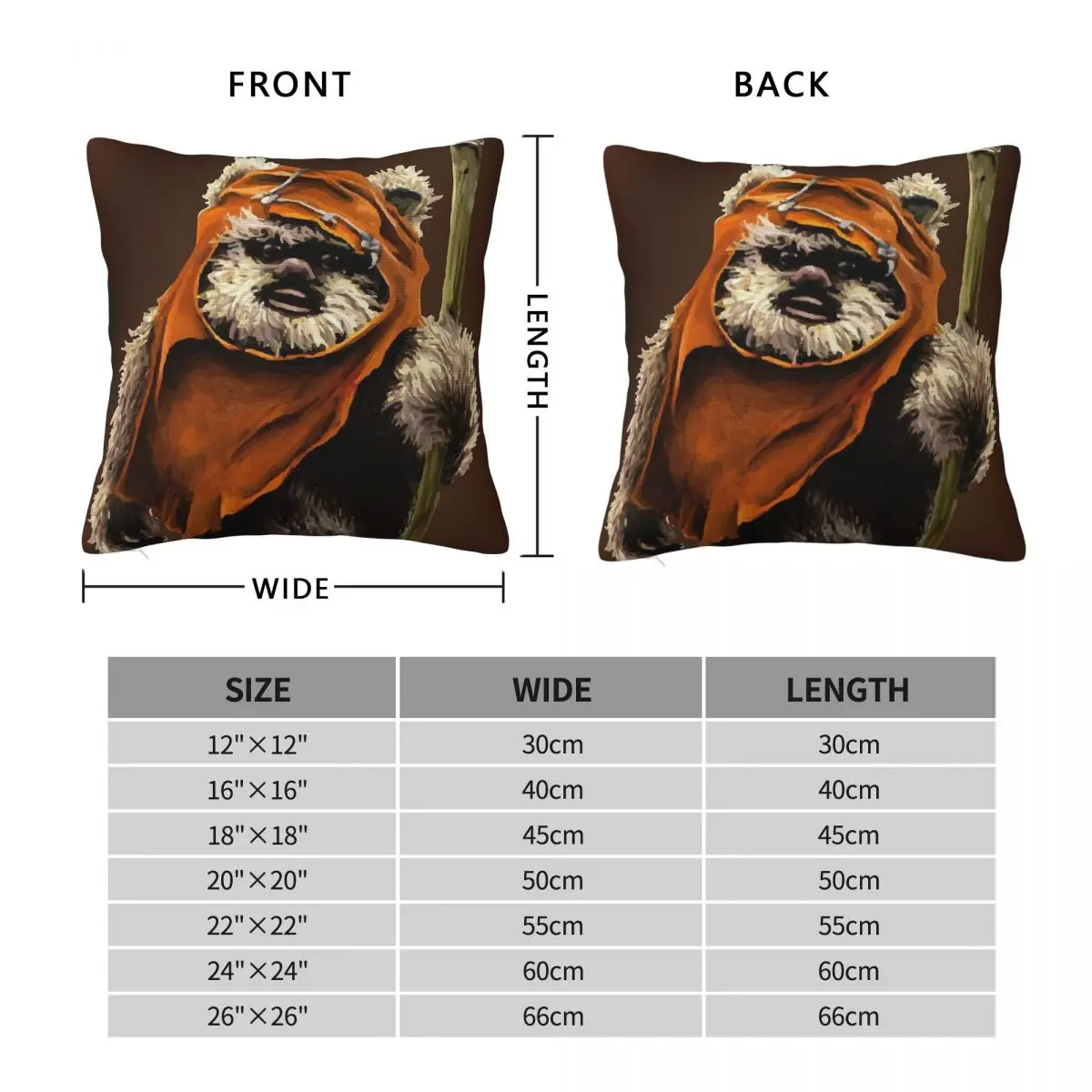 Ewok Endor Square Pillowcase Polyester Linen Velvet Pattern Zip Decorative Throw Pillow Case Sofa Cushion Cover