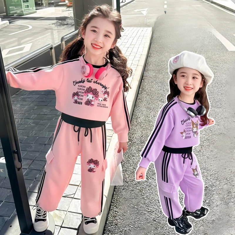 

Kuromi Sweatshirt Set For Cute Casual Girls In Spring And Autumn, Long Sleeved Work Pants, Vest, Hoodie, Three Piece Set Gift