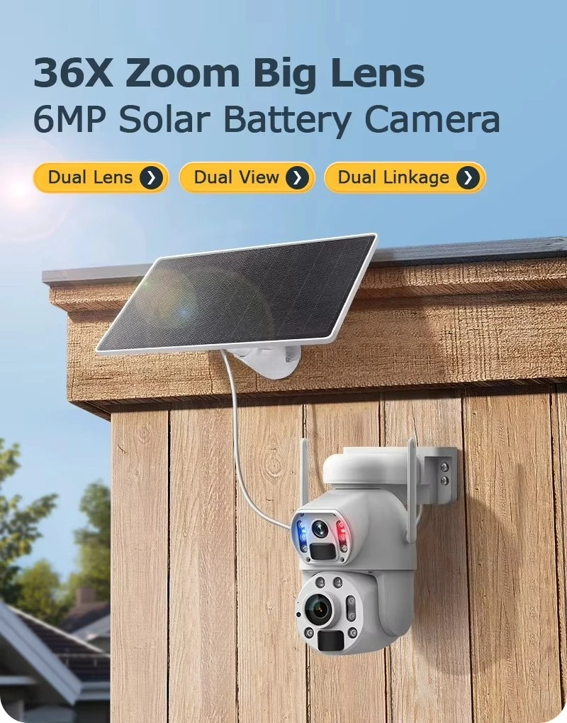 SECTEC 6MP 36X PTZ Solar Dual Lens IR Entfernung 150Meter Mini Solar PTZ 4G Karte Weiß Vollmetall Outdoor