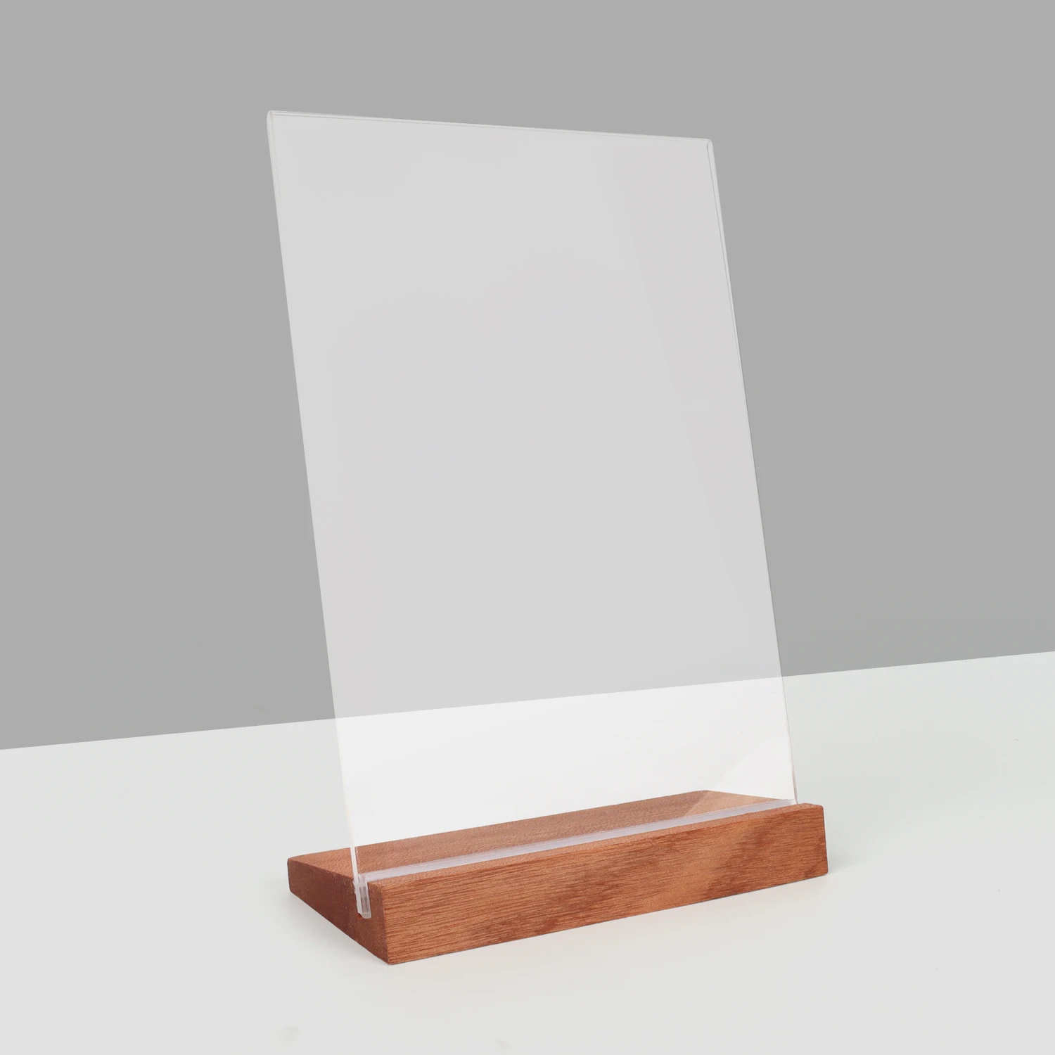 Imagem -04 - Slant Back Acrylic Sign Holder Display Stand Picture ad Brochura Flyer Frame Wood Menu Preço Paper Message Board a5 148x210 mm