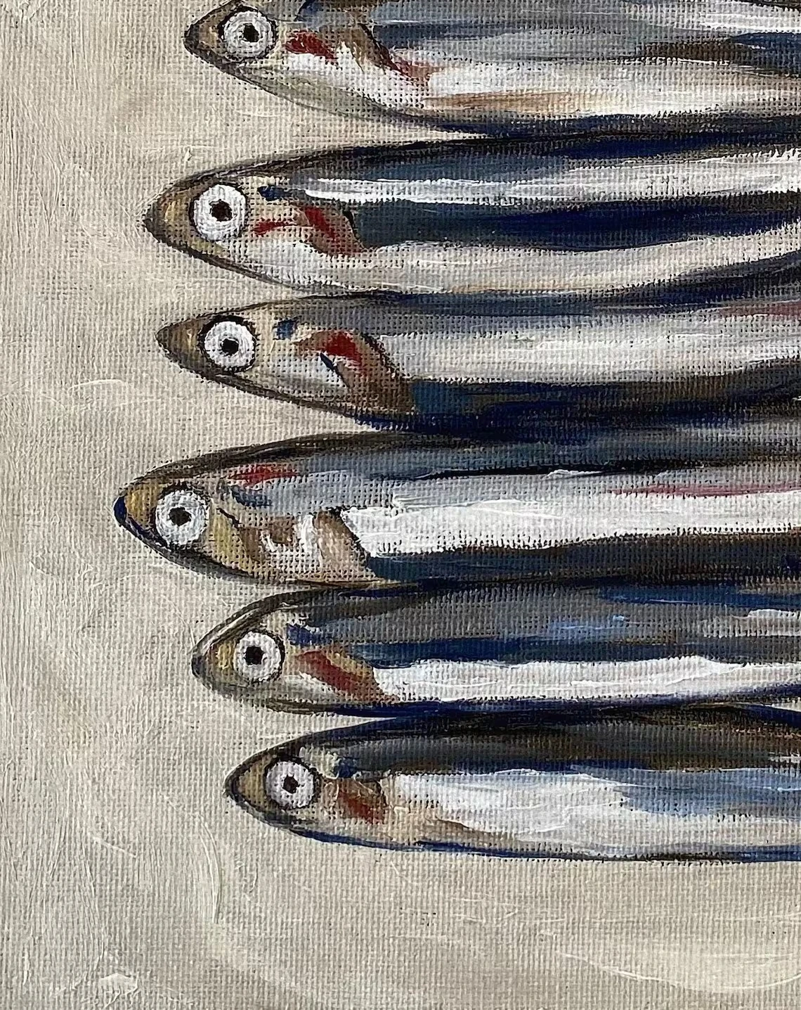 SARDINES Wall Art Print Unframed Canvas Printed Oil Painting Still Life Sardine Poster French Kitchen Restaurant Fish Decor