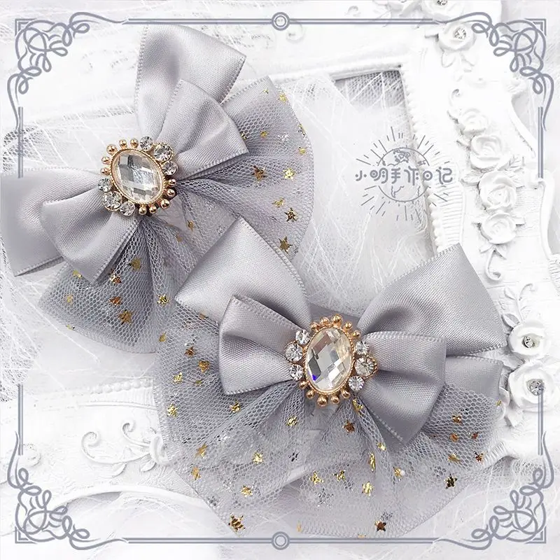 Removable Shoe Buckle Bow Grey Lolita Small Item Decoration with Gorgeous Style