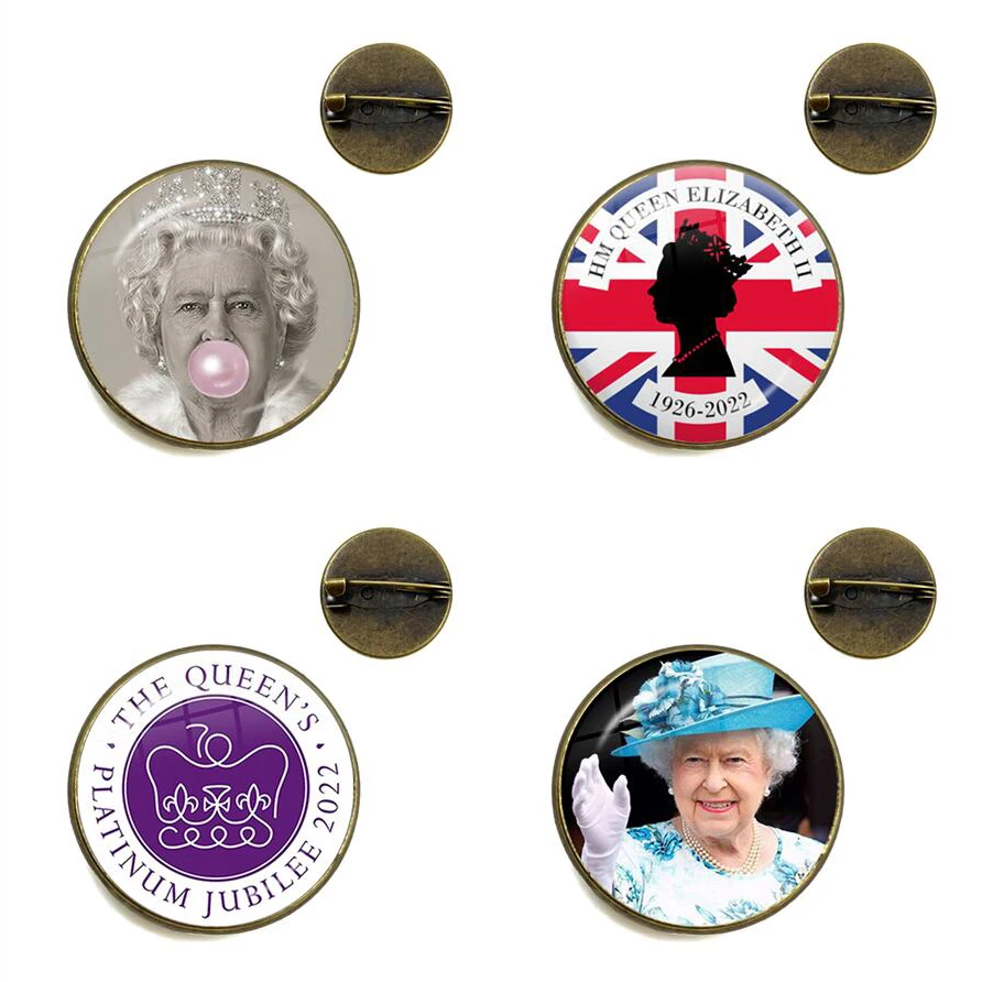 Elegant Queen Elizabeth II Icons Badge, Broches De Metal, Emblemas Para Roupas, Decoração De Mochila