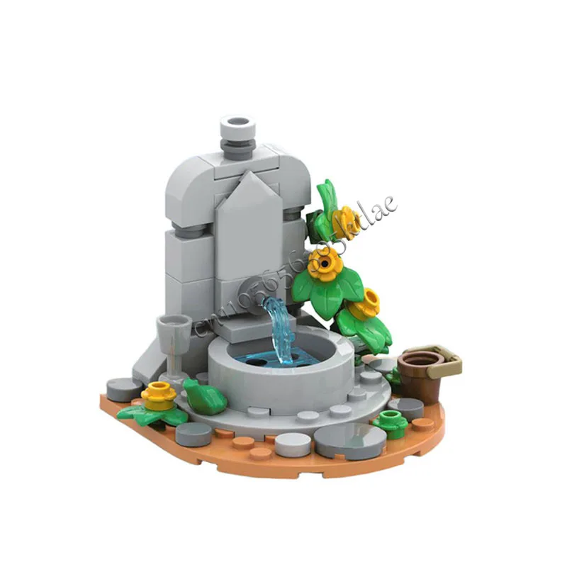 Mainan pajangan menawan model blok bangunan kastil Lego air mancur peri 55 bagian baru untuk anak-anak hadiah ulang tahun yang indah