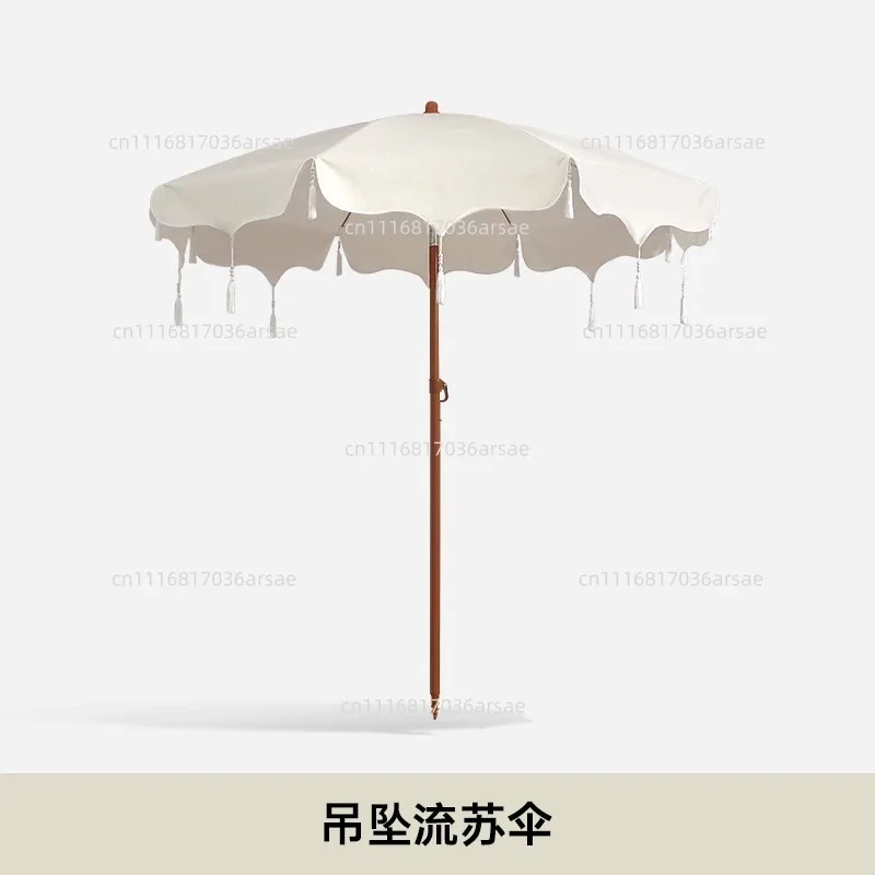Heavy Duty Tassel Patio Umbrella,  Market Stall Sun Umbrella For Pool Beach Garden, Thickened Protection Sunshade