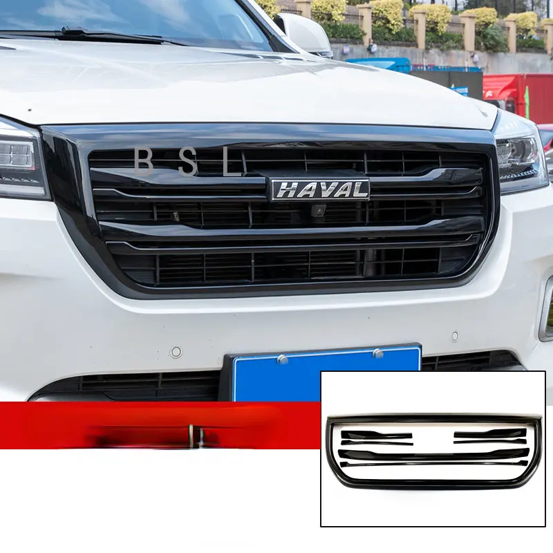 Black For Great Wall Haval H9 2017 2018 2019 - 2021 2022 Accessories Car Front Grille Hood Engine Decor Sticker Cover Moulding