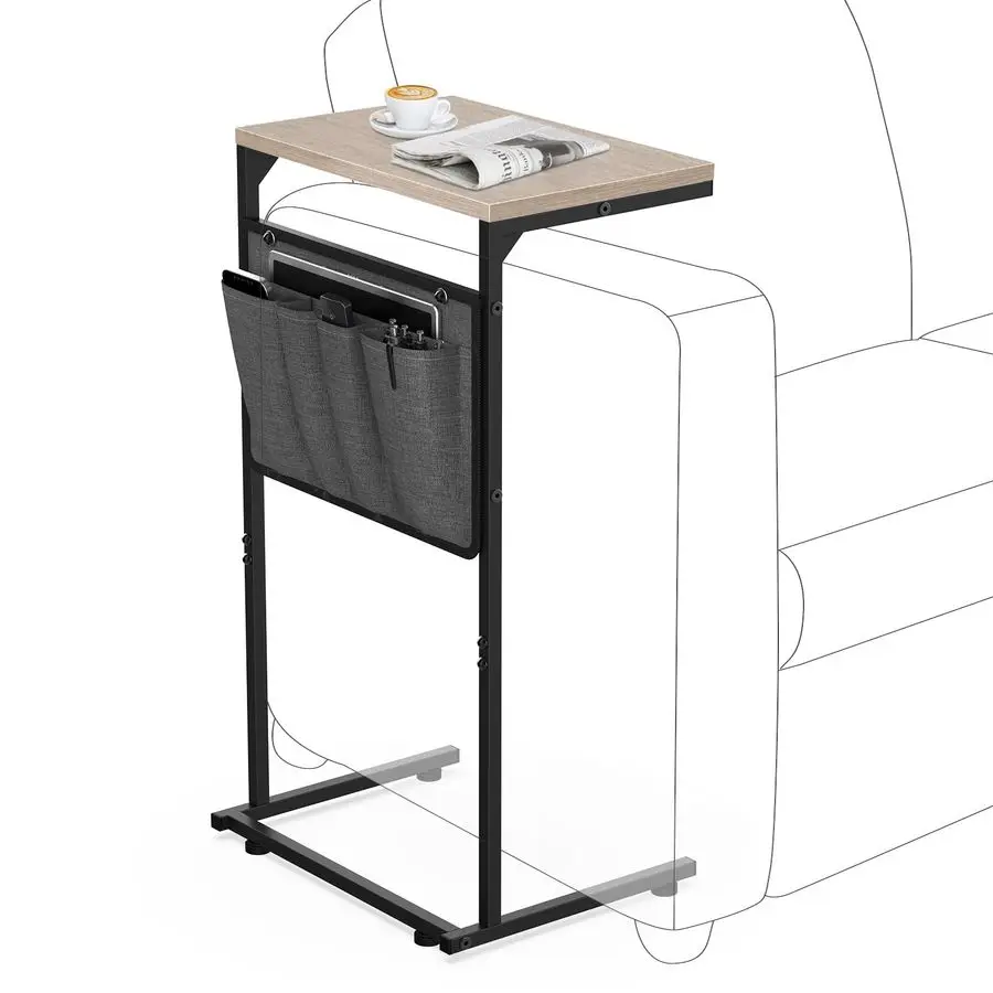 

Приставной столик в форме буквы С, небольшой столик для дивана и кресла, выдвижной столик-поднос под диван с сумкой для хранения для гостиной и спальни