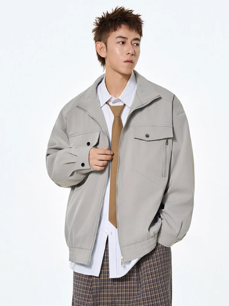 

Мужская повседневная универсальная куртка из искусственной кожи в американском стиле с воротником-стойкой, ветрозащитная, с длинными рукавами, для работы и отдыха