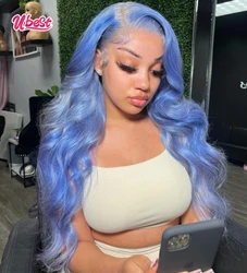 Ubest 13X6 30inches Sky Blue 613 Wigs 100％ Human Hair Colored Body Wave 13x4 Lace Front Human Hair Wig For Women Wigs Human Hair