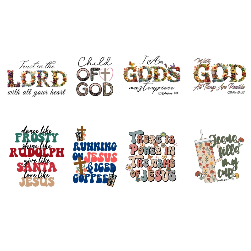 God Jesus Heat Transfer Sticker Patches For Jacket Hooding Christ DIY Ironing On Decals