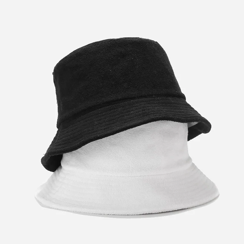 2022  Autumn Terry Cloth Towel Bucket Hat Women Men  Candy Colors Panama  Sun Fisherman Hat