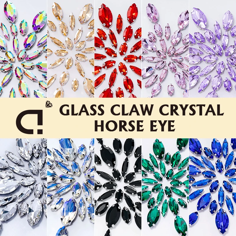 50 teile/paket Pferd auge Mix Größe Kristall Klaue Glas Strass Nähen-auf Strass Für DIY Kleidungsstück Schuhe Tasche Handwerk dekorationen