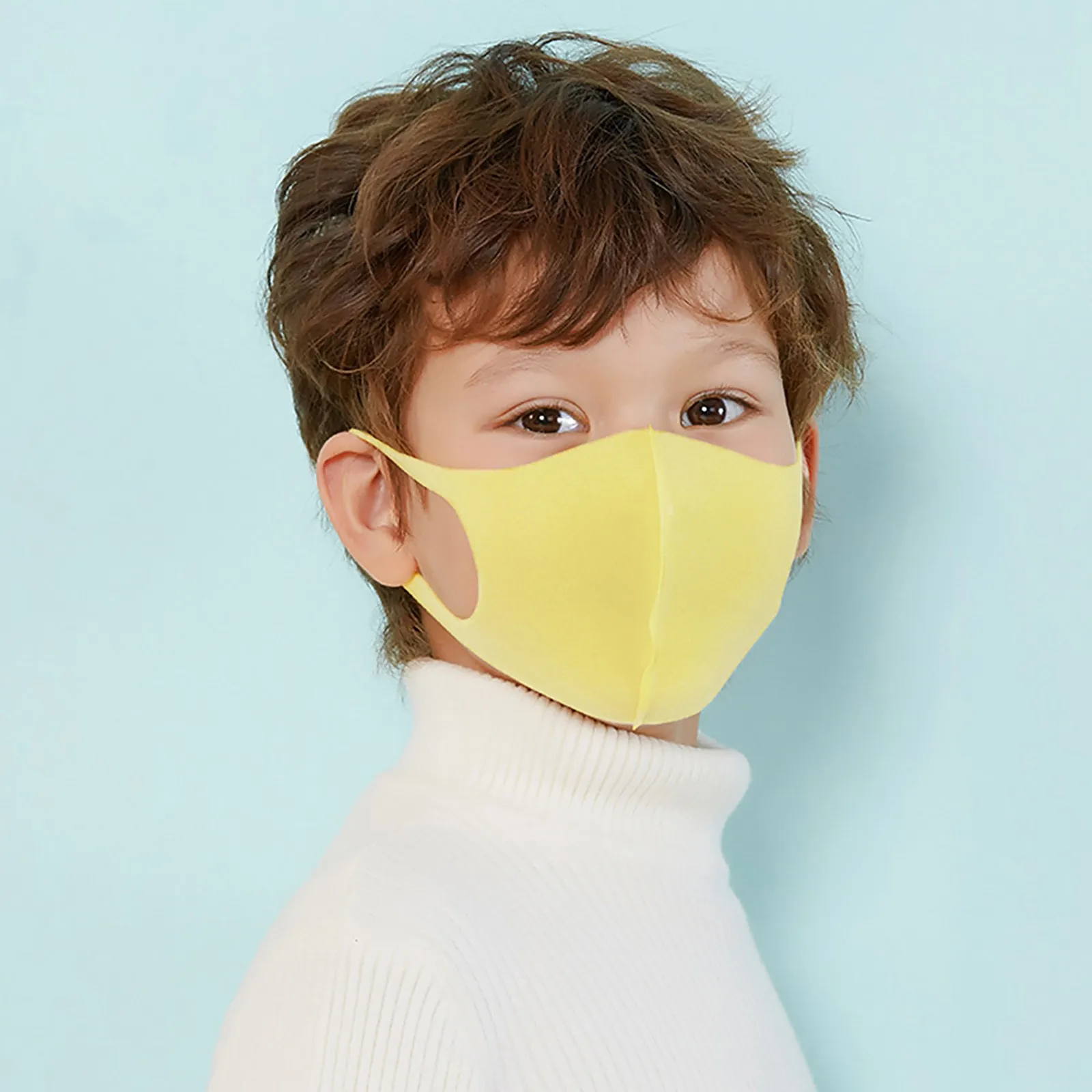 قناع أطفال مسامي بلون سادة متعدد الألوان قناع واقٍ يومي مريح للذهاب إلى المدرسة والتنقل في الحرم الجامعي #1
