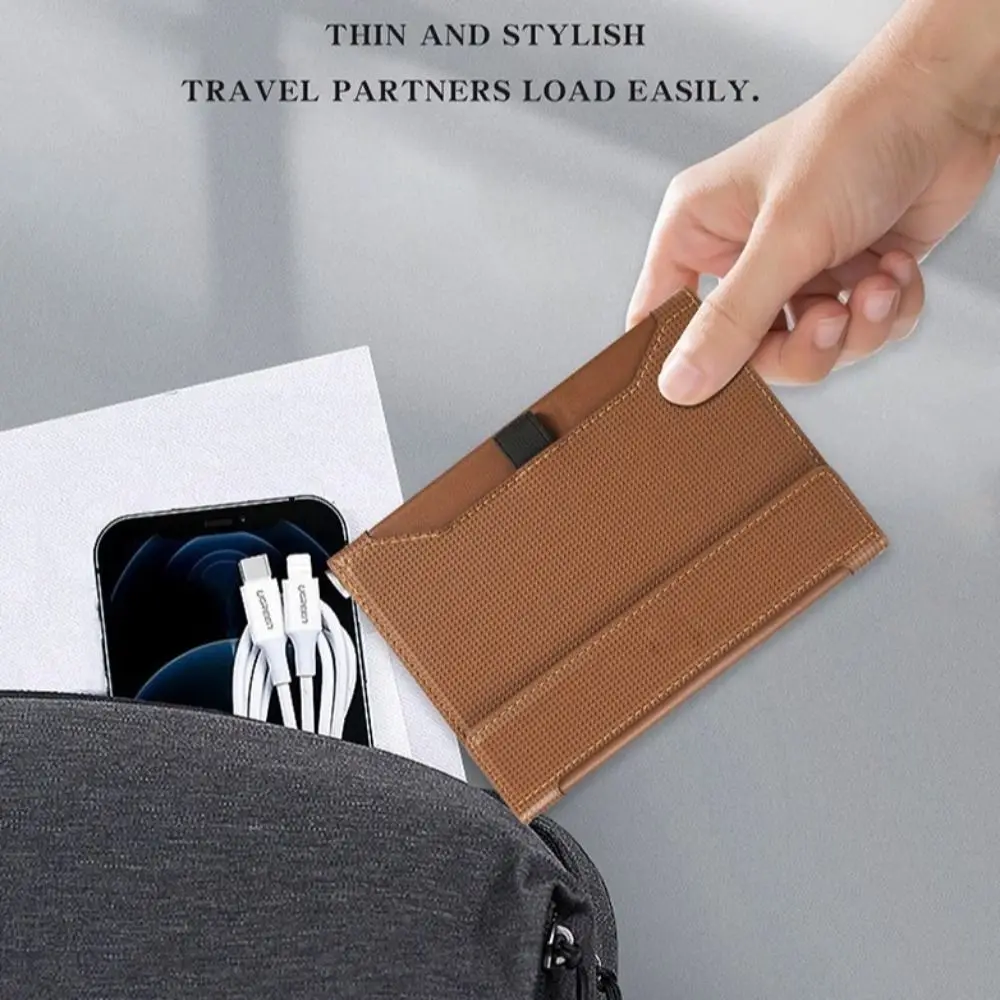 حامل جواز السفر بلون واحد، مشبك فتحة تذكرة، تصميم حامل الائتمان، محافظ جواز السفر الجلدية RFID، ملحقات الحماية #2