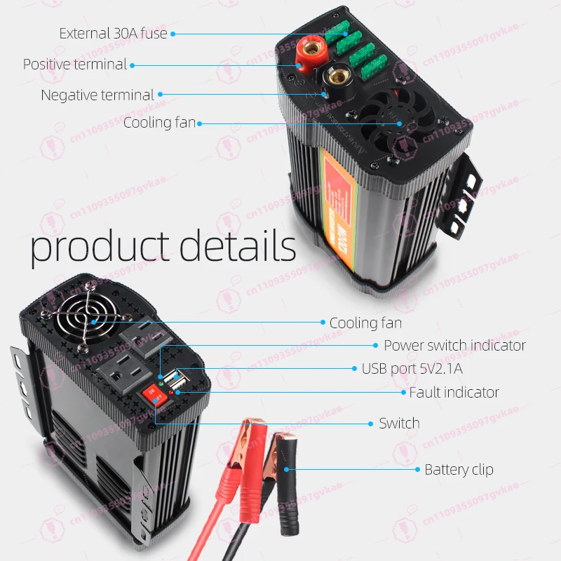 1200W Corrected Sine Wave Single-phase Power Inverter, Suitable for Automotive and Household Air Conditioners 12V/24V 110V/220V view 2