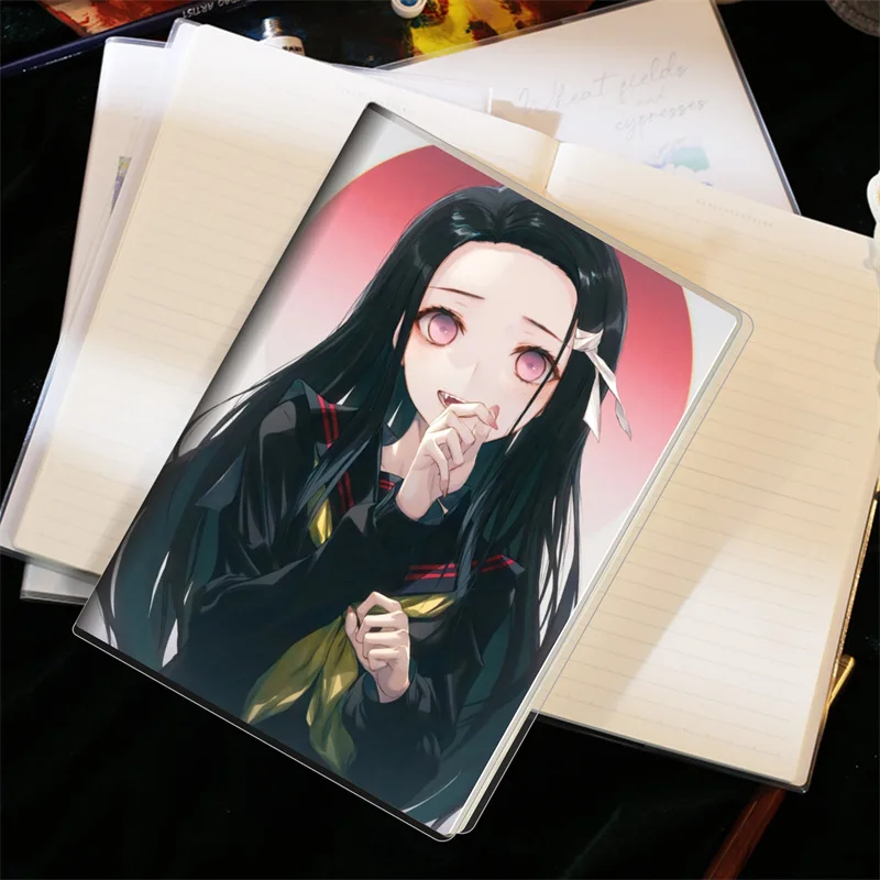 65PCS Tanjirou Nezuko Zenitsu Inosuke Giyuu Shinobu Kyoujurou Popular Animation Rubber Sleeve Notebook Student Stationery Gifts