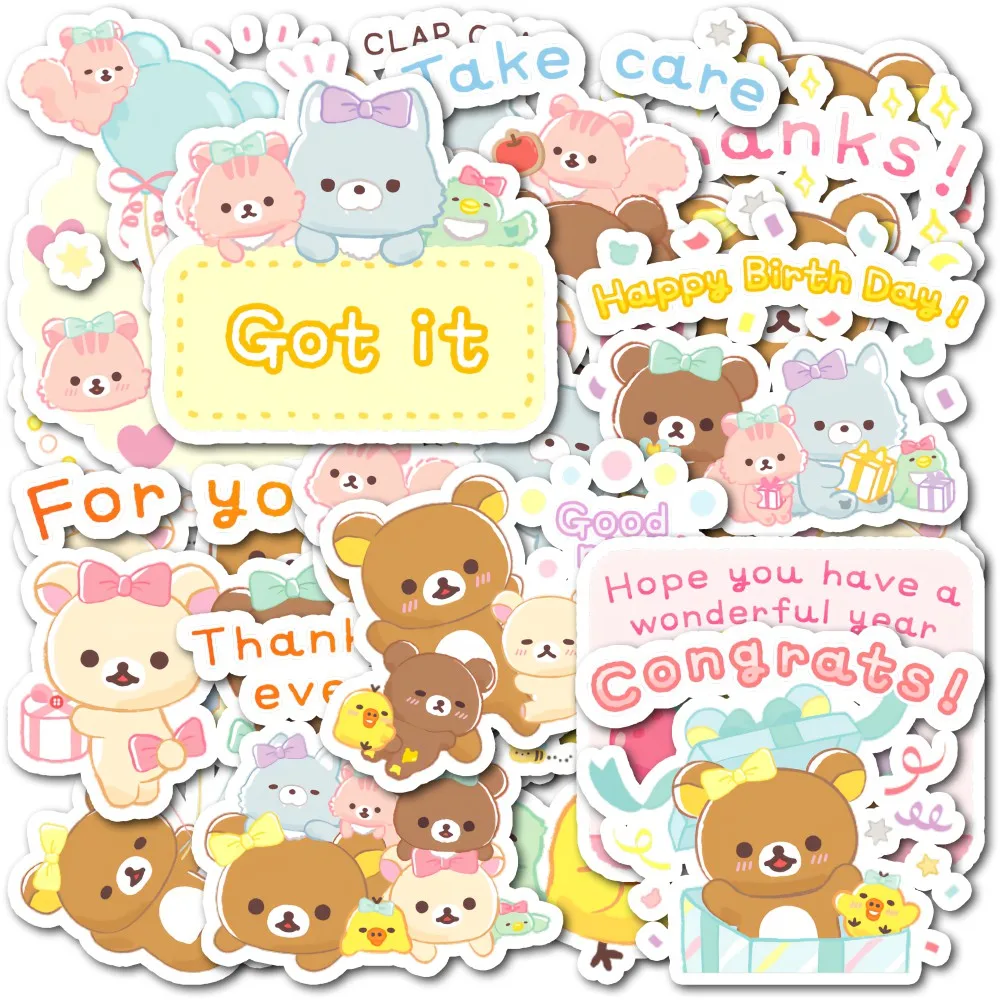 Usasabe Relax Bear Tiny Stickers Superdickes Selbstklebendes Aufkleber-Set für Tagebücher, Hochauflösendes Sticker-Paket – Detail 12