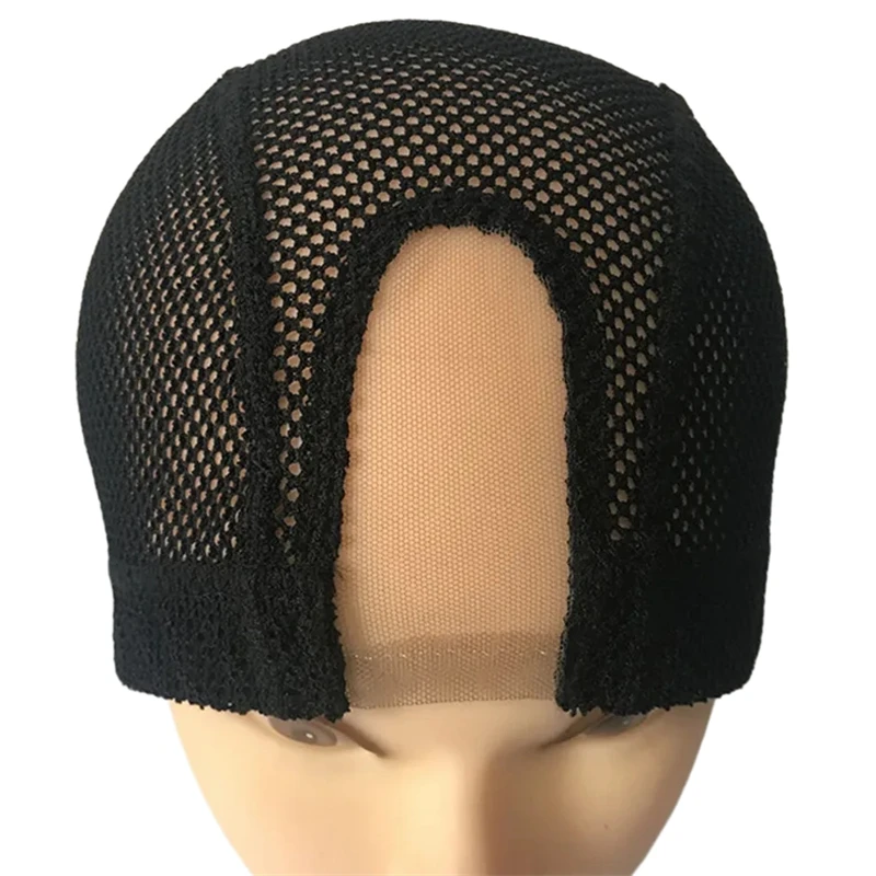 1PC 2X4 inch U part MONO/Lace Spandex Mesh Dome Wig Cap For Making wig Elastic Dome Mesh Cap small holes Dome caps for men women