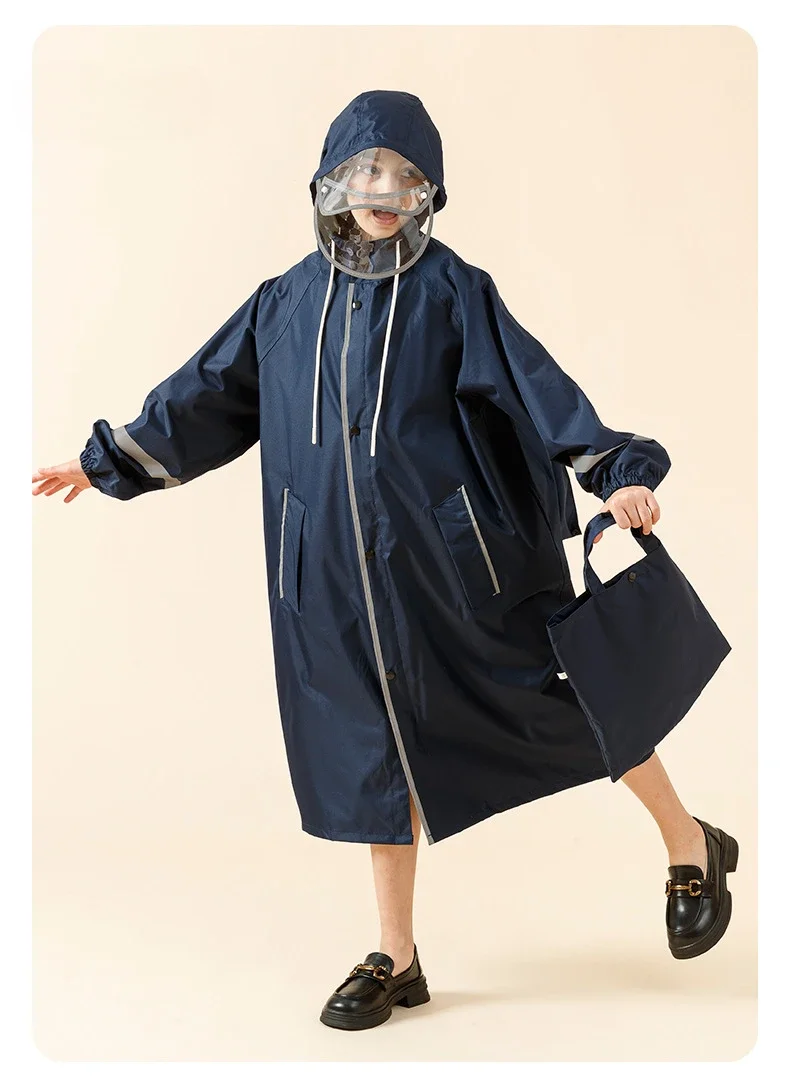 용수철 원사 어린이 비옷, 대형 바람막이 유형, 전신 판초, 가방 비트, 긴 학생 비옷 