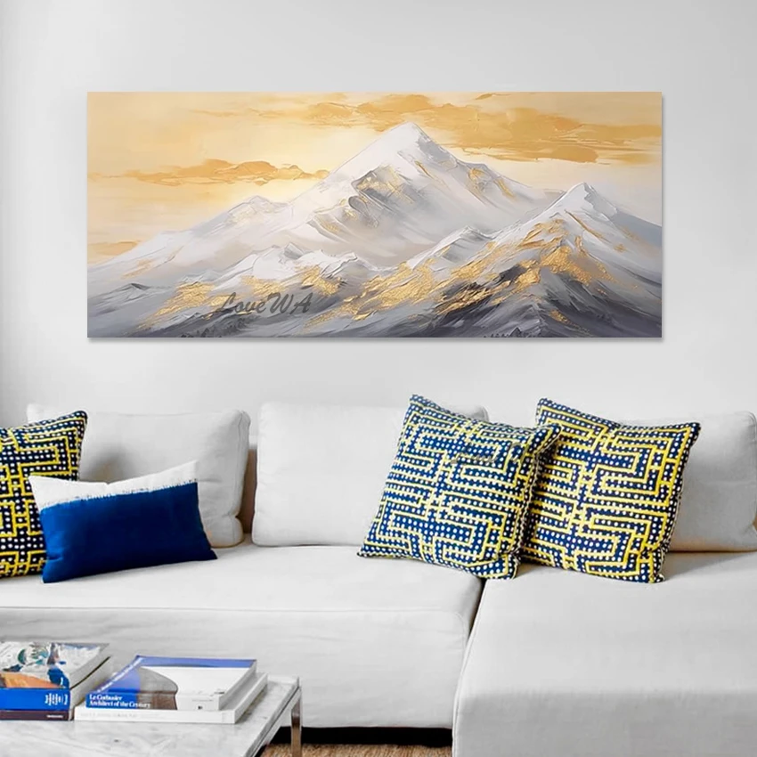 High Mountain Canvas Handmade Oil Paintings Artwork, Modern Abstract Beautiful Landscape Art Picture, Frameless Wall Hangings