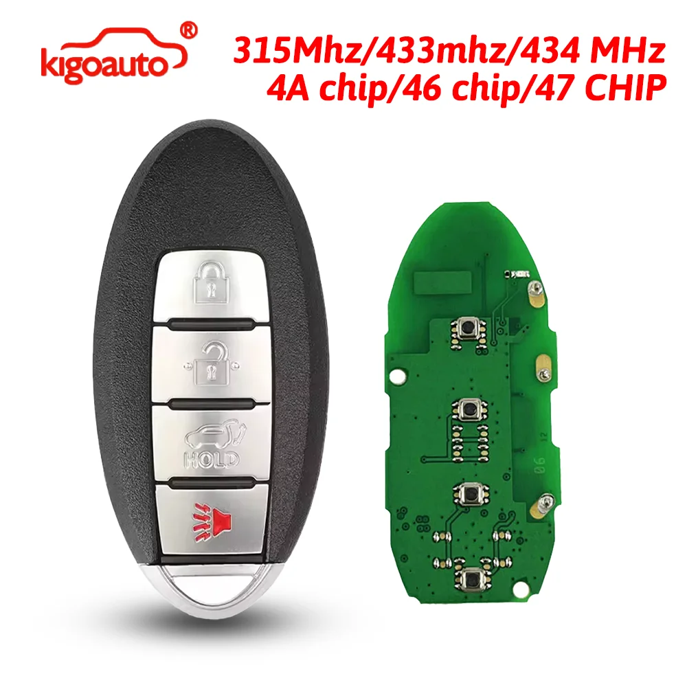 kigoauto Smart Key 4 Button Hatch 315/433/434MHz 46/47/4A Chip for Nissan Rogue Armada Pathfinder Infiniti FX QX56 2008-2020