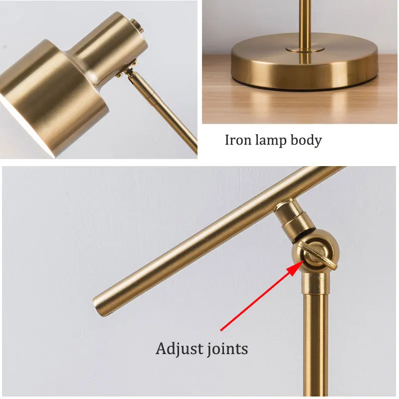 Nordic Bedroom Bedside Table Lamp Style Simple Modern Iron American Luxury Hotel Study Reading Decorative Table Light