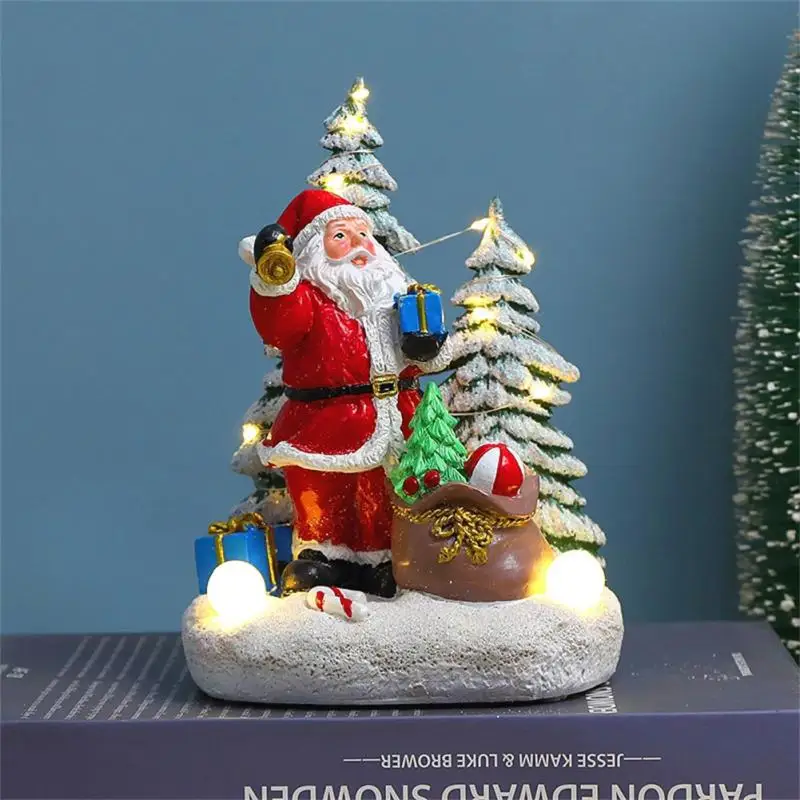 Operate Christmas Ornamnet Resin Snowy Xmas Scene Houses Figurine Snowy Christmas Village Animated Winter House Scenes