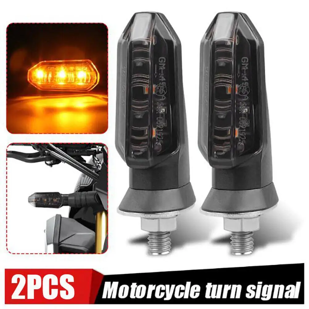 2pcs Motorcycle Turn Signal Indicator Light Mini 3led Flasher Replacement Parts Compatible For Hond a