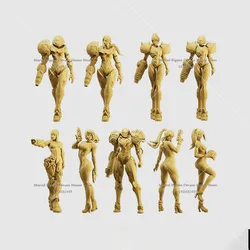 Multi-people 1/64 1/43 Miniature Scene Doll White Model Un-panited The Bounty Hunter Samus Aran Female Warrior Action Figure