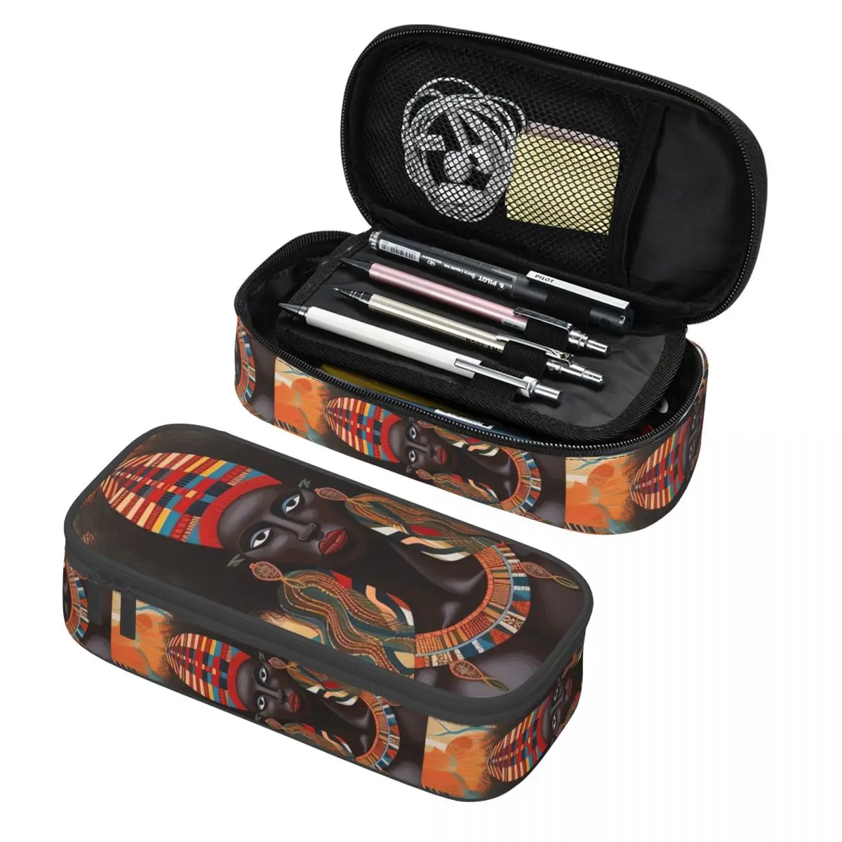 مخصص نمط العرقية الأفريقية نمط مقلمة لطيفة الفتيات الفتيان سعة كبيرة نمط حقيبة أقلام رصاص الملحقات المدرسية