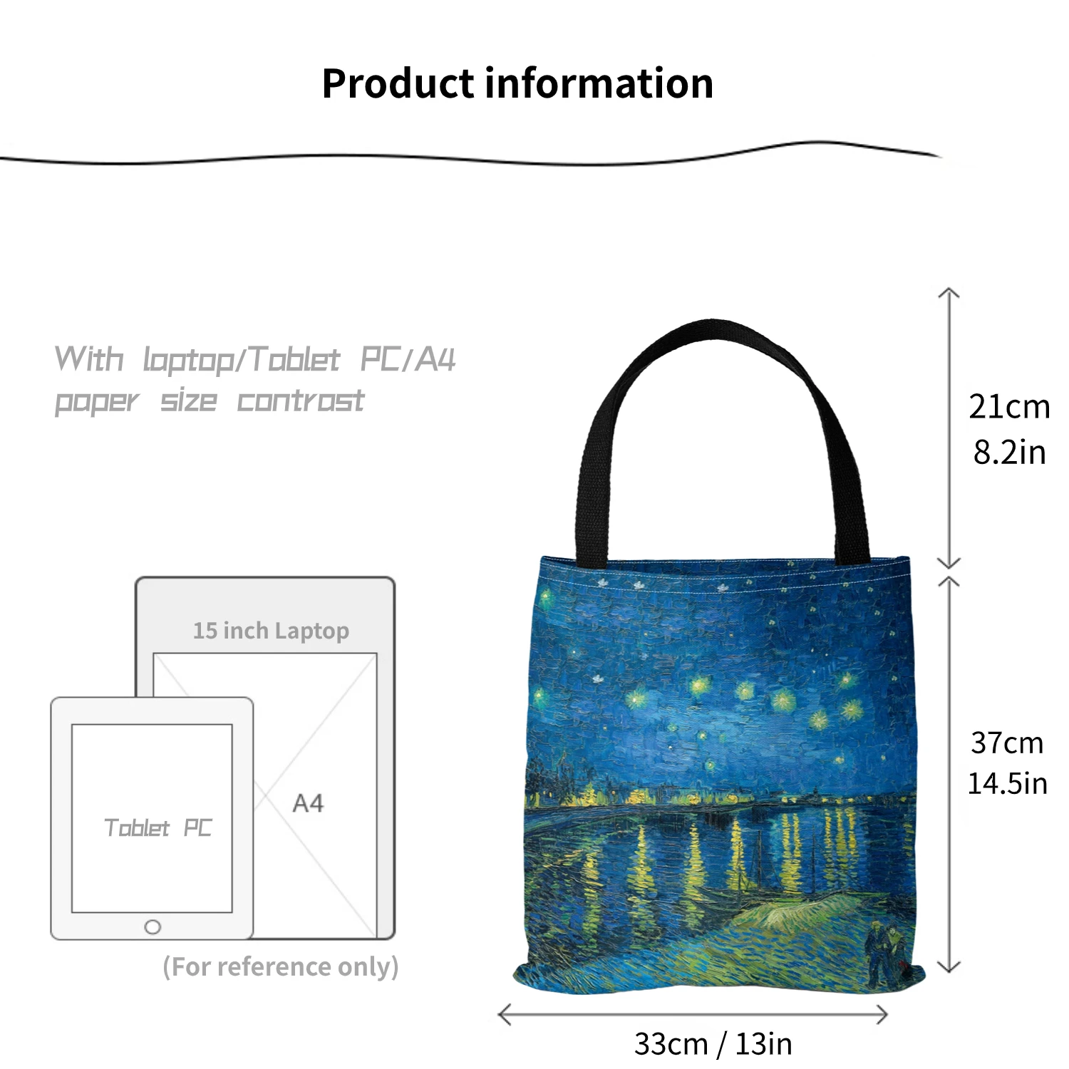 Canvas Bag The Van Gogh Series Print Canvas Bag, Lightweight Shoulder Bag, Versatile Shopper Bag, Holder Handbag