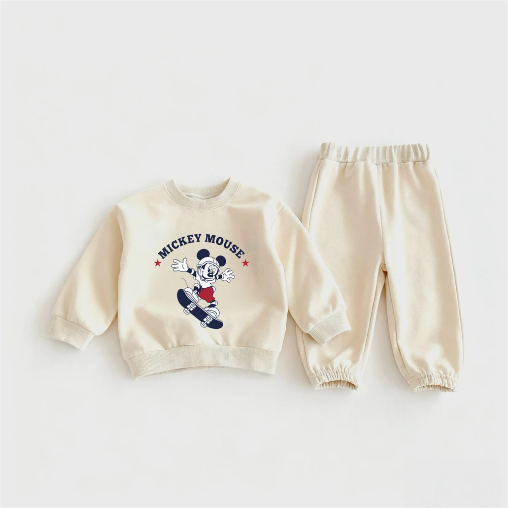 الأولاد ملابس الطفل ميكي ماوس هوديس بلون السراويل 2 قطعة مجموعة بلوزات فضفاضة كل مباراة السراويل الخريف ديزني الملابس #6