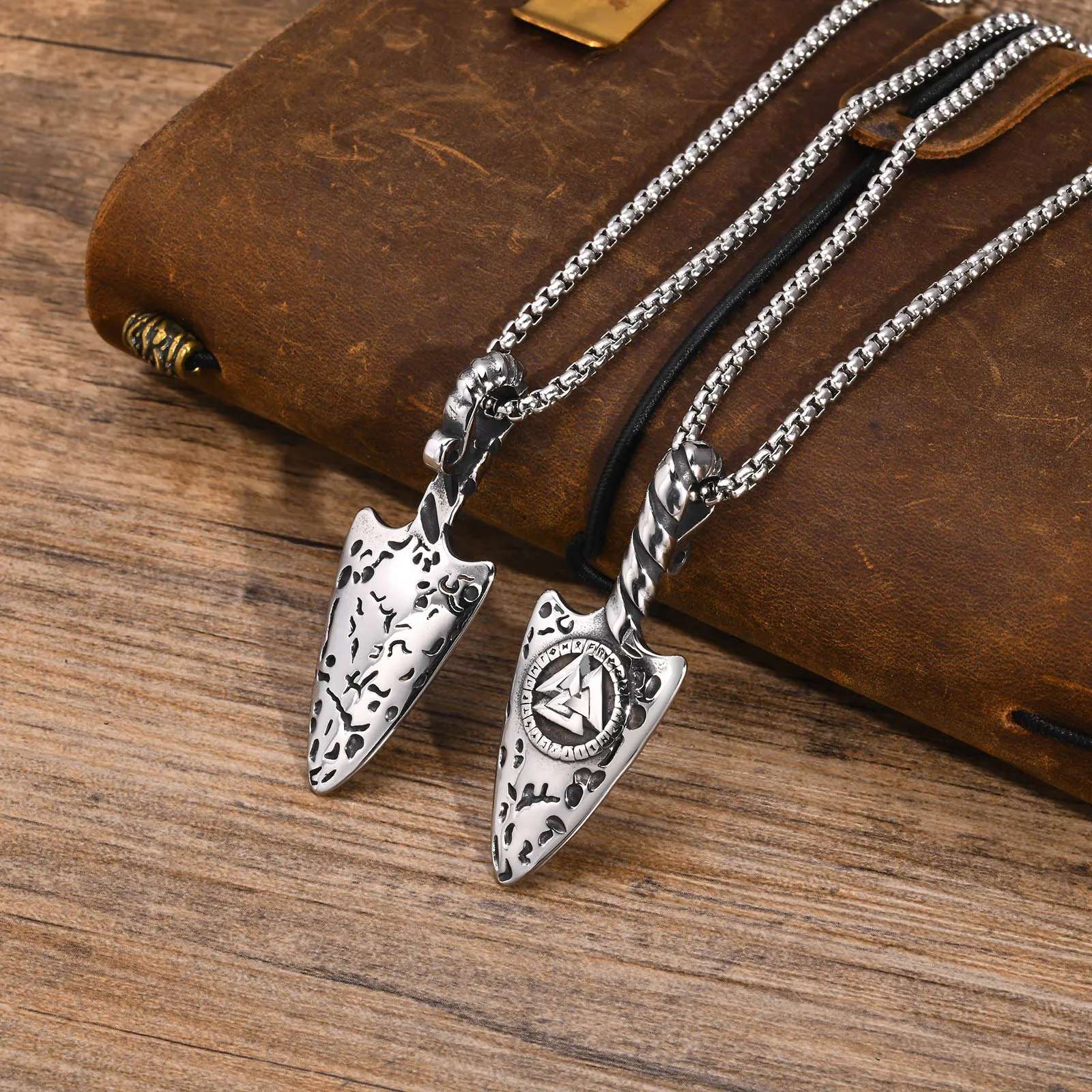Mprainbow для мужчин ожерелье Викинг с головой стрелы, подвеска с узелком из норсе рун с цепочкой в коробке, подарок на день рождения отца