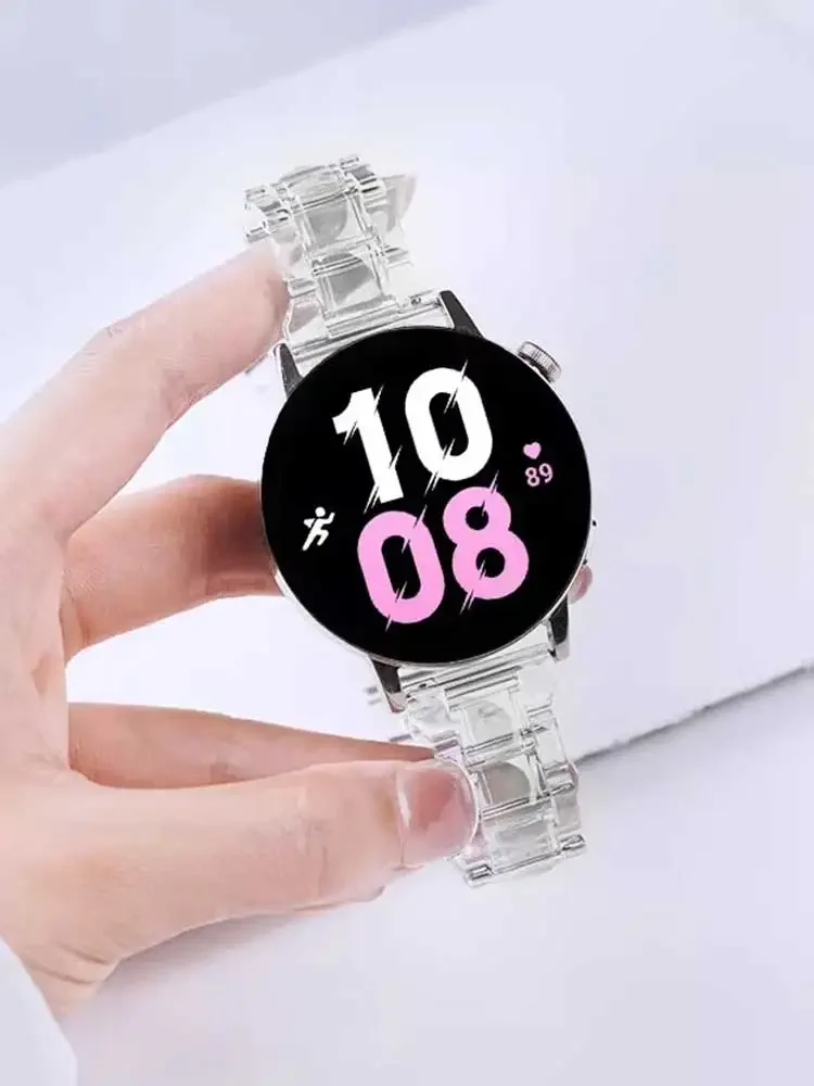 Transparent strap for Samsung Galaxy watch 7/6/5/pro/4/classic/Active 2 20mm/22mm Glacier link bracelet huawei gt 2-3-pro-4 band