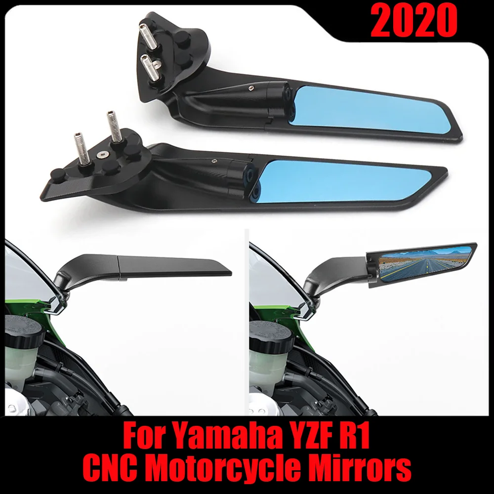 

R1 CNC Motorcycle Mirrors For Yamaha YZF YZFR1 2020 Stealth Mirrors Sports Winglets Mirror Kit Adjustable Mirrors Wing Mirrors