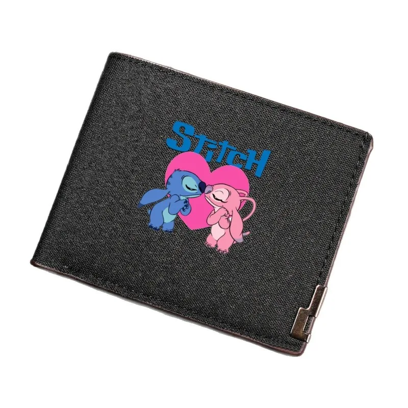 Stitch Wallet Angel Cartoon Character Cute Short Canvas Denim Commute Wallet Card Bag Storage Couple Style Valentine's Day Gift - Image 4