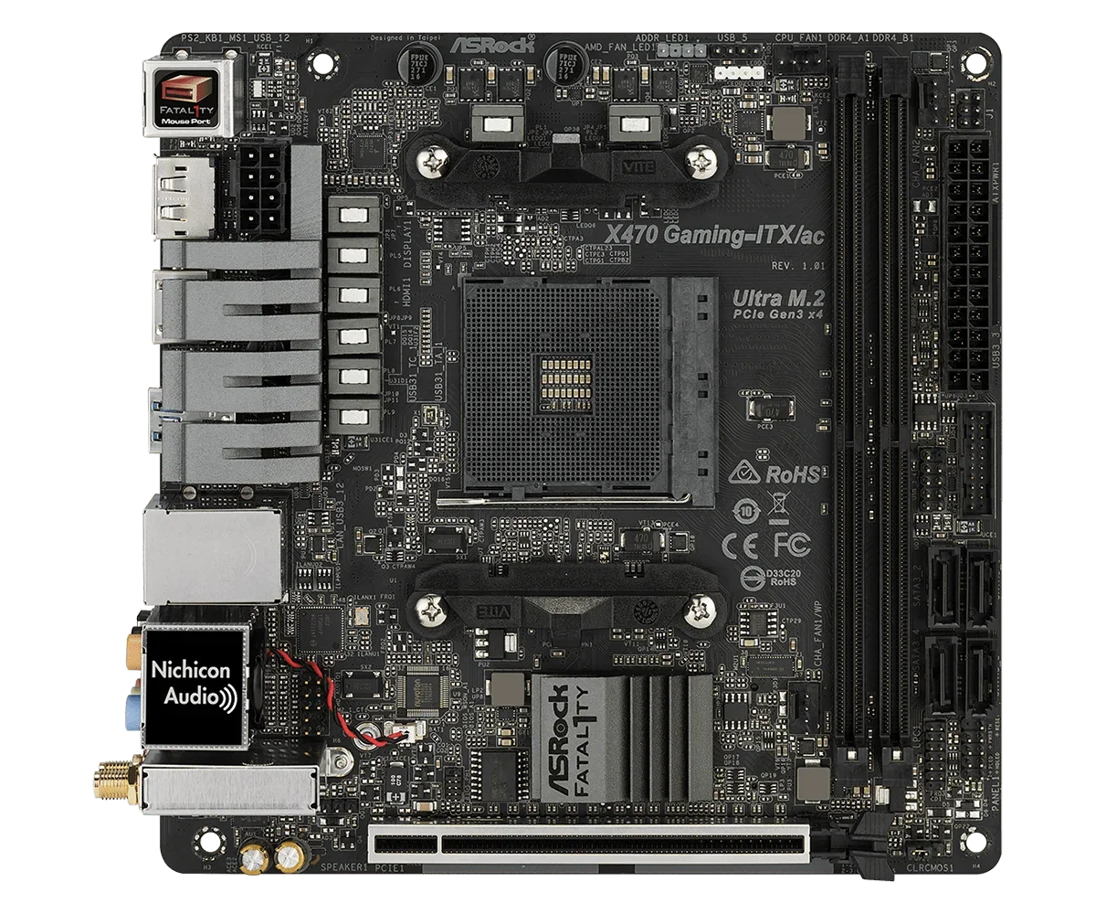 ASROCK Fatal1ty X470 Gaming-ITX/ac Mini-ITX Motherboard support Ryzen 55600 PRO 1200 4500 2400G 1600 5700Socket AM4 DDR4 32GB