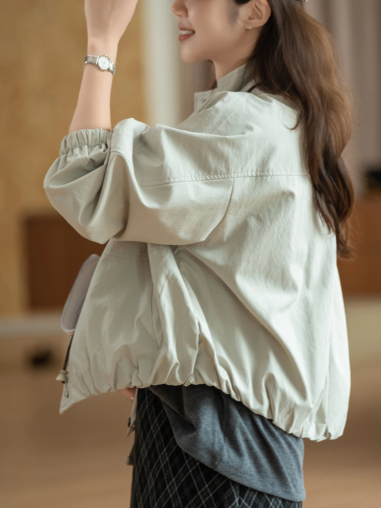 Textured Shawl Collar Jacket with Decorative Button Embellishment by Little Ear Standard Fit Polyester Fiber Long Sleeve Casu...