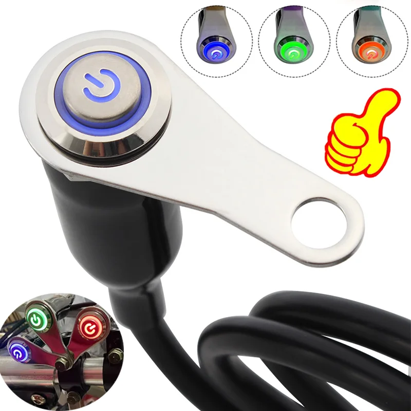 Motorcycle LED Switch Handlebar Mount Aluminum Alloy Waterproof 12V Fog Light Lamps Stainless Steel Moto Horn Push Button Switch
