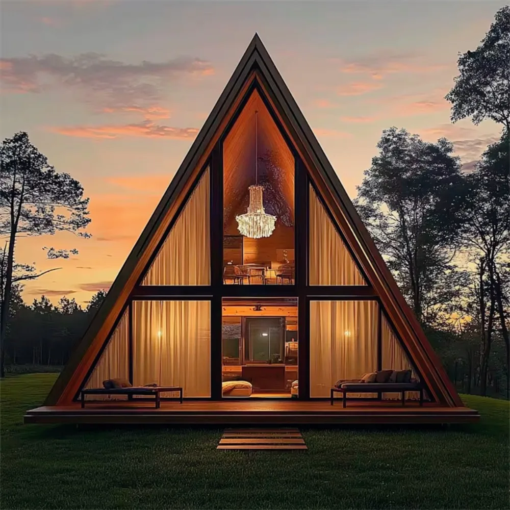New Environment Protection Insulated Prefabricated a Frame Triangle Residential House with Beautiful Design