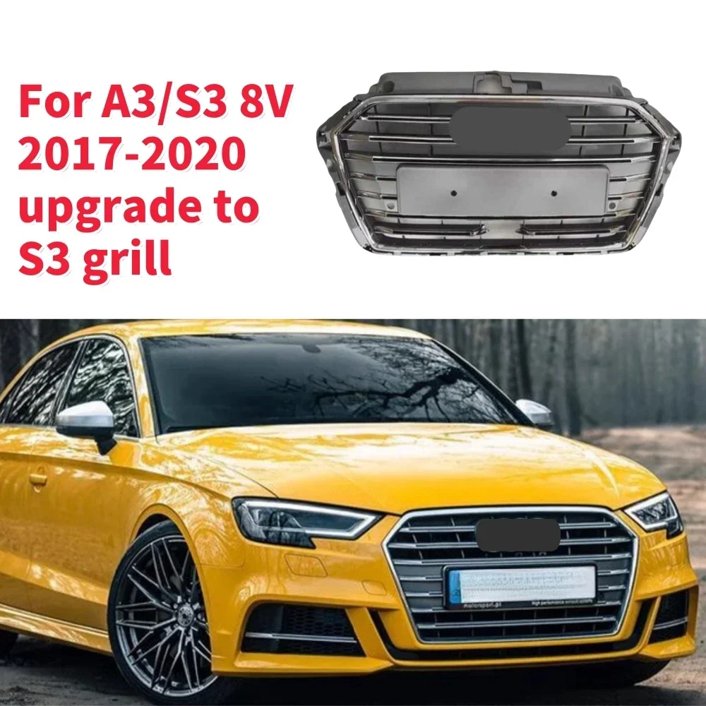 Racing Grills Front Hood Grille Car Front Bumper Grill Center Grille for S3 Grill for A3/S3 8V 2017-2020 With ACC