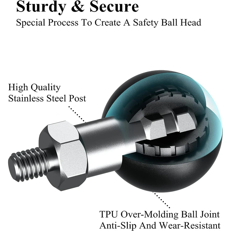 2 Stuk 1 Inch Bal Adapter Zwart Rubber + Metaal Compatibel Voor Ram Mounts B Maat 1 Inch Bal Dubbele Socket Arm