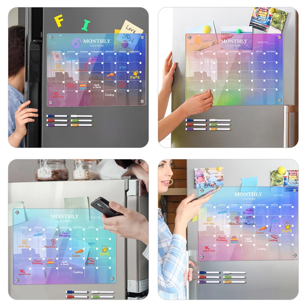 

Reusable Dry Erase Board Magnetic Whiteboard For Fridge Monthly Calendar Planner Kitchen Organizer Acrylic Magnetic Meal Planner